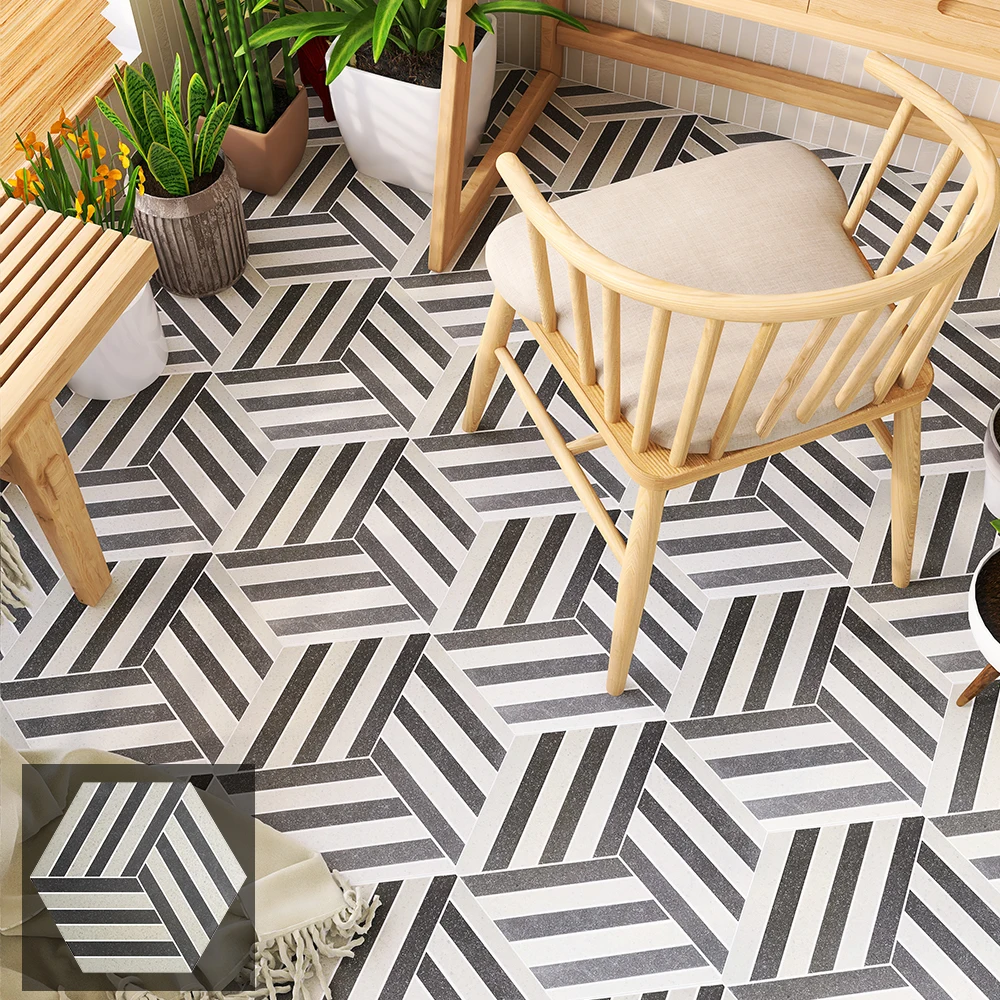 Hexagon black and white bluk Moroccan style bathroom floor ceramic mosaic wall and floor tiles