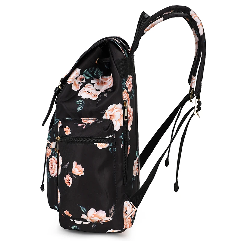 KOOGER Wholesale New Trendy Girls Flower Bookbag Women Laptop Computer Bag Backpacks with usb