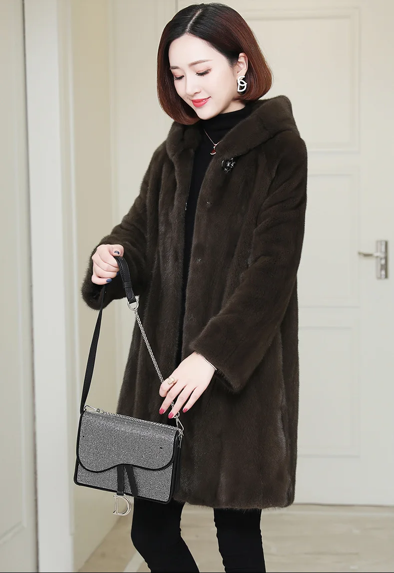Custom Factory Direct Supply Women Artificial Faux Mink Fur Long Coat Plus Size Fake Fur Overcoat