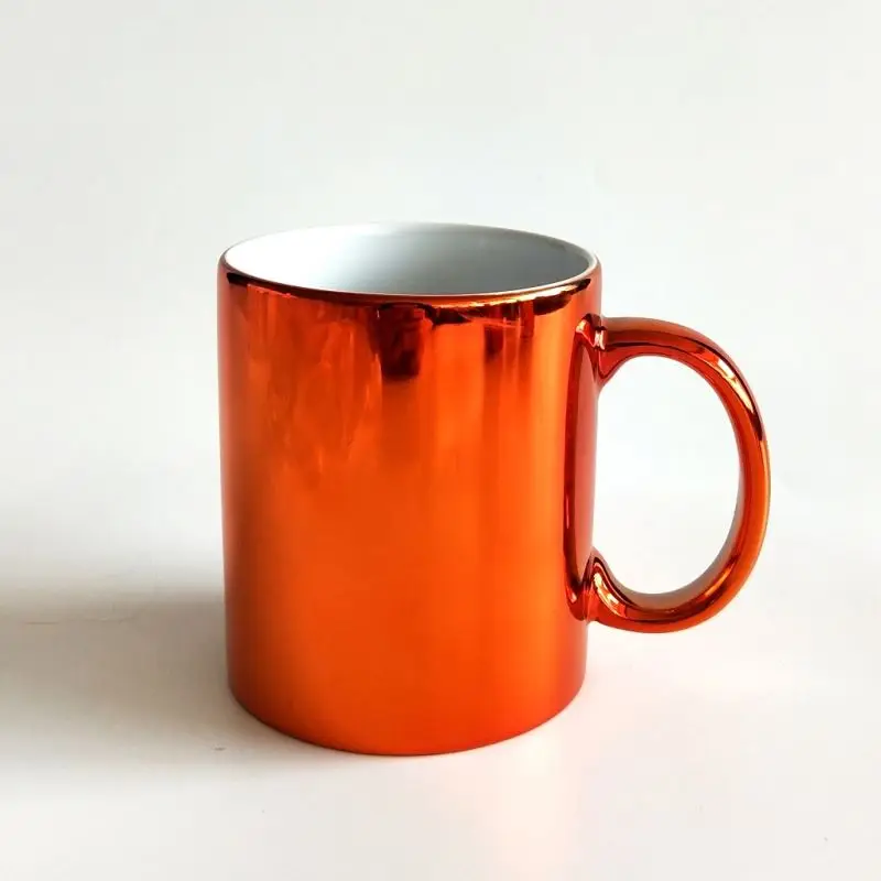Wholesale Sublimation Ceramic Mugs/cups Novelty Craft Showing Metallic Luster Ceramic Coffee Mugs With Electroplated Glaze Color