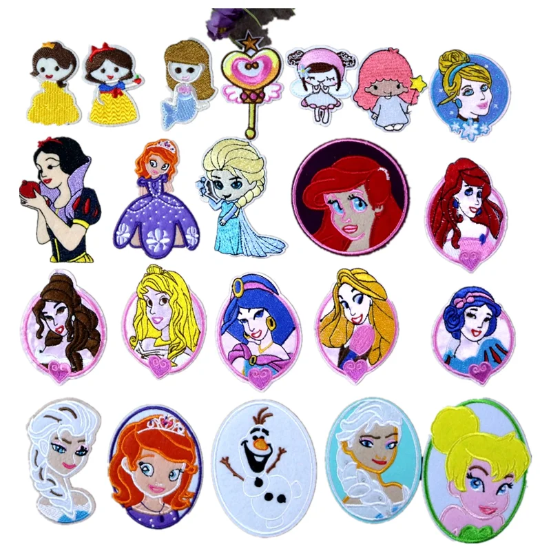 Модные Мультяшные принцессы тканевые наклейки Детские нашивки пользовательская Вышивка Одежда Декоративные нашивки