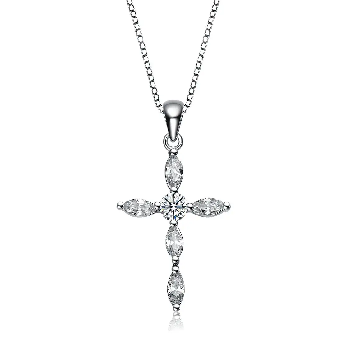 ACEWORKS Mirco Paved CZ 925 Sterling Silver Cross Necklace