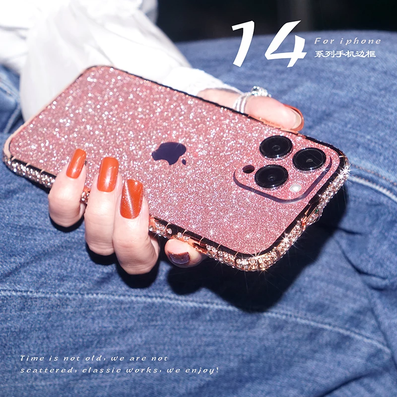 Glitter Diamond  Luxury Metal Frame Diamond Case Bumper for iPhone 14