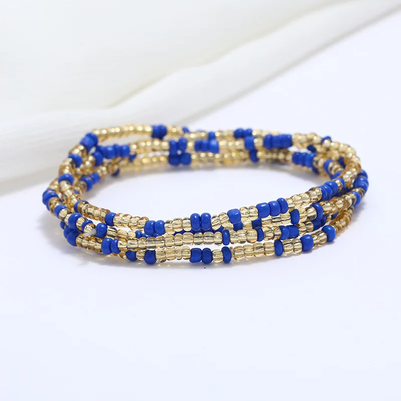 Colored crystal waist beads belly chain ,Stretchy String Rope Seed Color Bead For Waist Chain,fashion jewelry body chain.