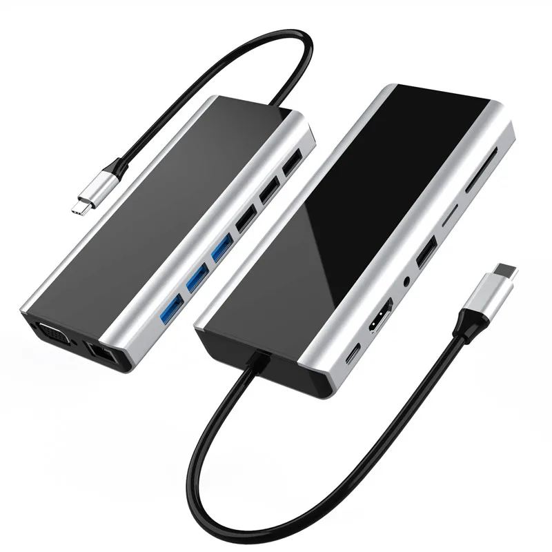  2020 Новинка 15 в 1 док-станция для ноутбука Type C Usb3.0 Беспроводная зарядка USB концентратор адаптер Macbook Pro Surface