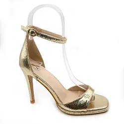Ladies Shoes Wholesale High-Quality High Heels Sandal Gold Serpentine Pattern Sexy Women Heels Ladies Sandals
