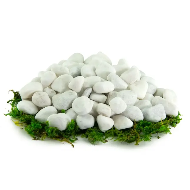 White marble machine made tumbled gravel pebble stone smooth white Pebbles for gardening