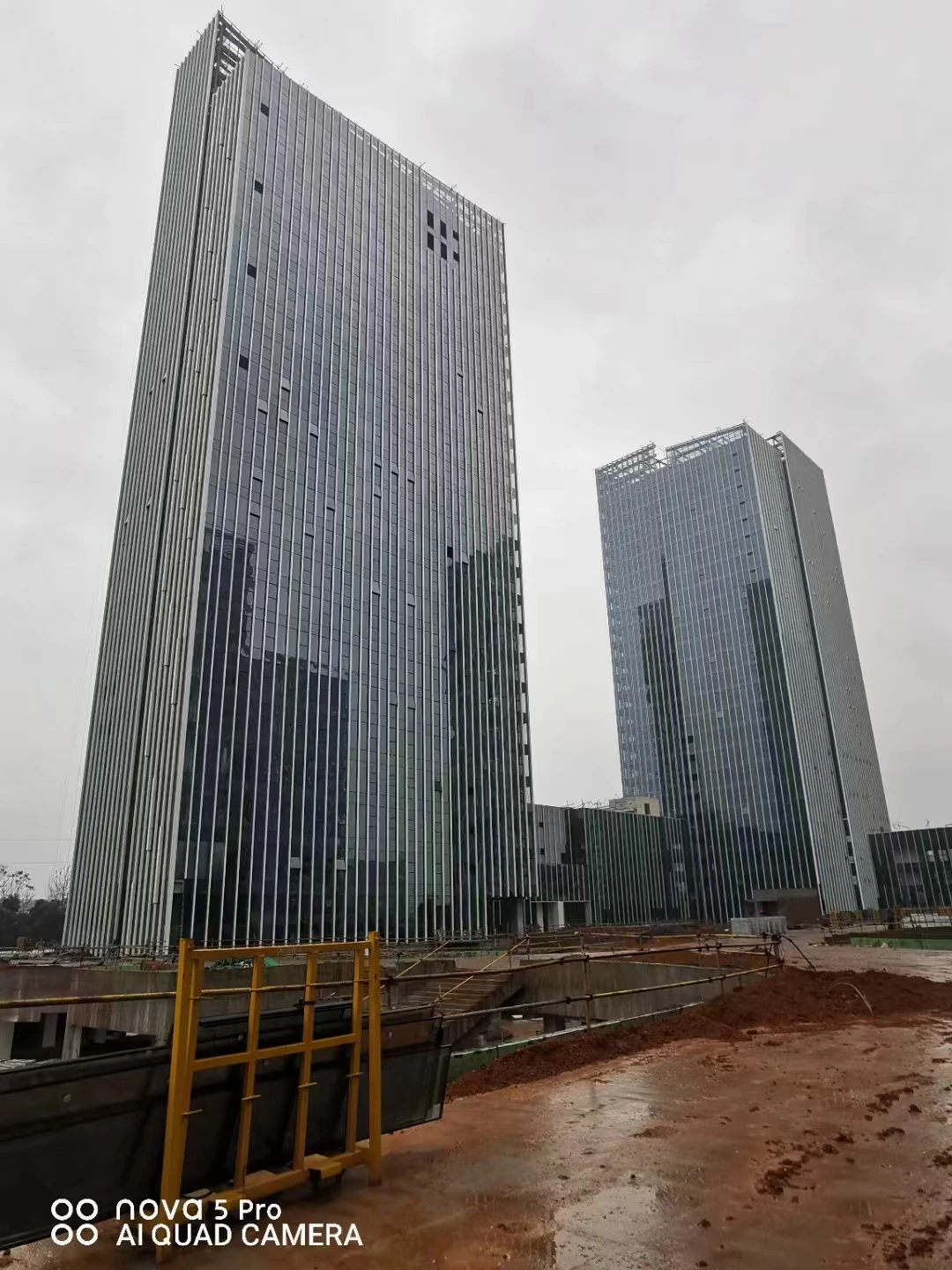 Skyscraper building glass window walls panels laminate facade curtain wall