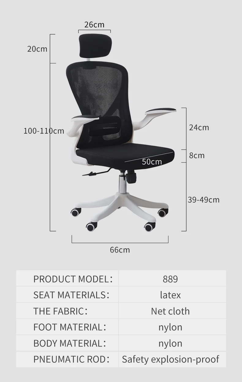Open Workstation Adjust High Back Ergonomic Office Chair And Table Office Mesh Chair With Headrest