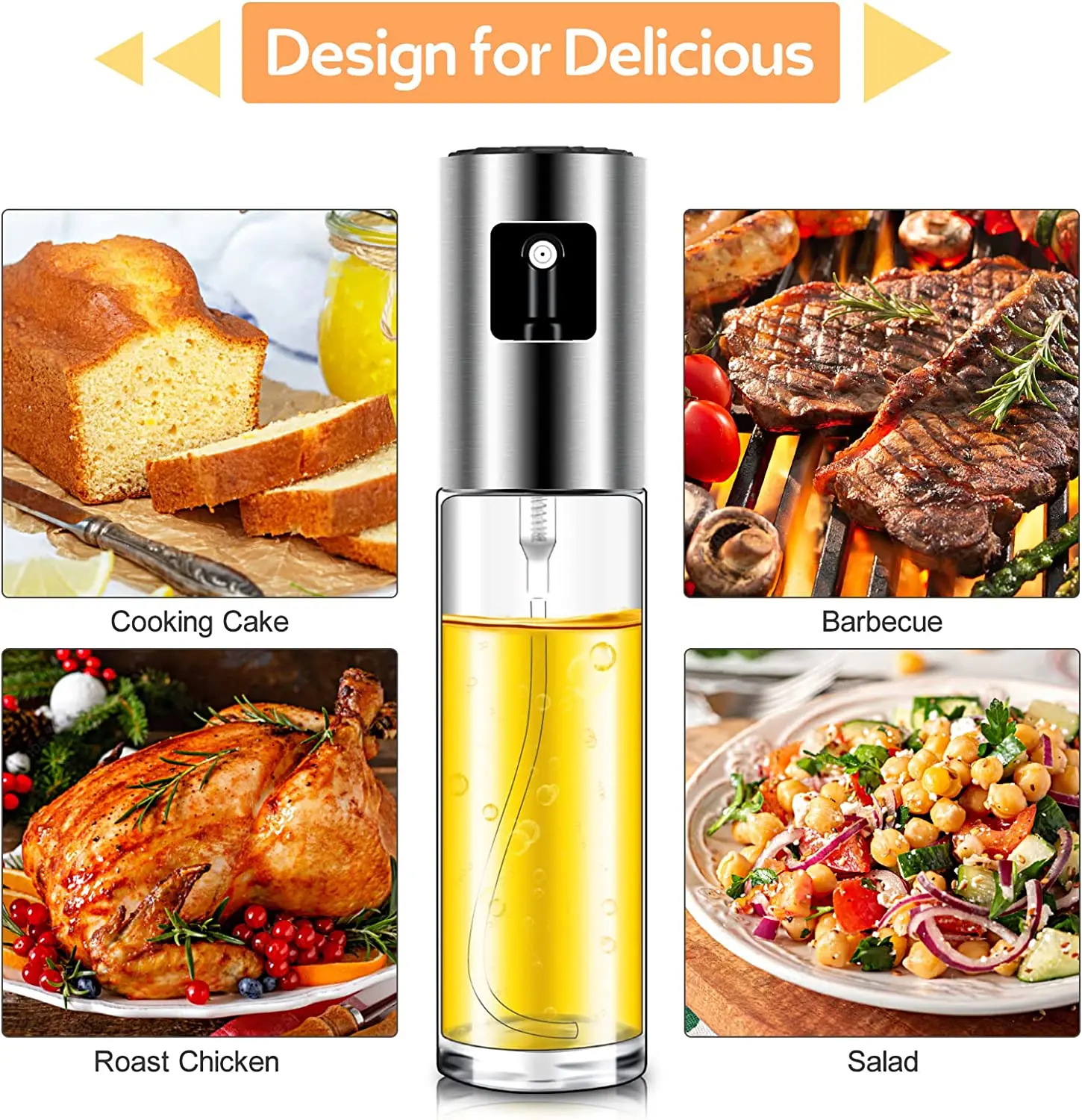 Hot Selling Glass Bottle Olive Oil Sprayer With Stainless Steel Lid For BBQ