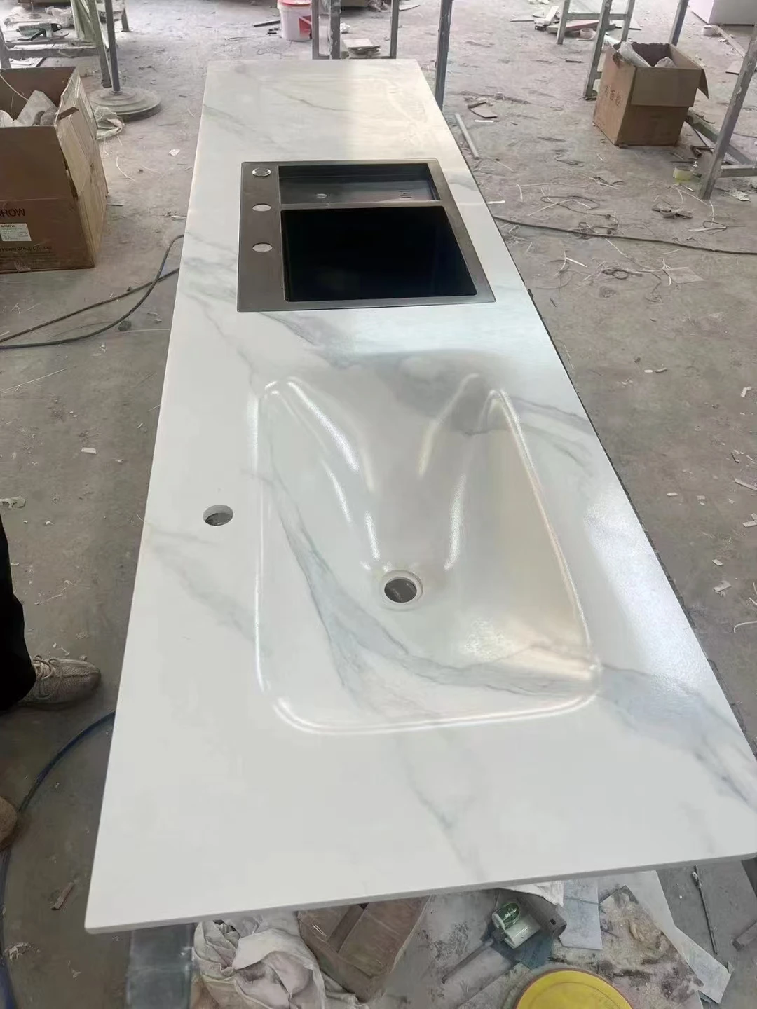 Marble Alternative Tiles Calacatta White Sintered Stone Custom Bathroom Vanity Tops Sink Home Decor