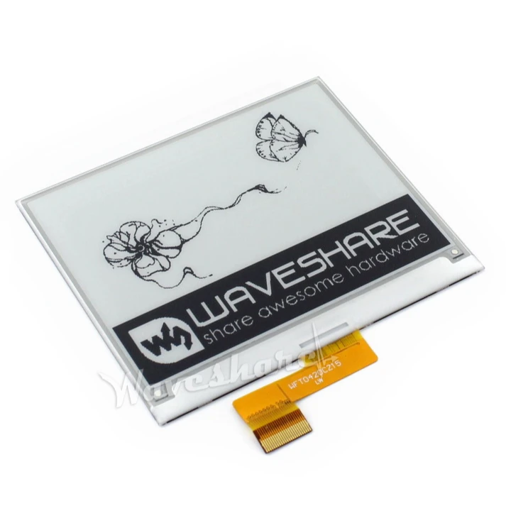 Waveshare 400x300, 4.2inch E-Ink raw display without PCB,Two-color:Black, White,SPI Interface,No Backlight
