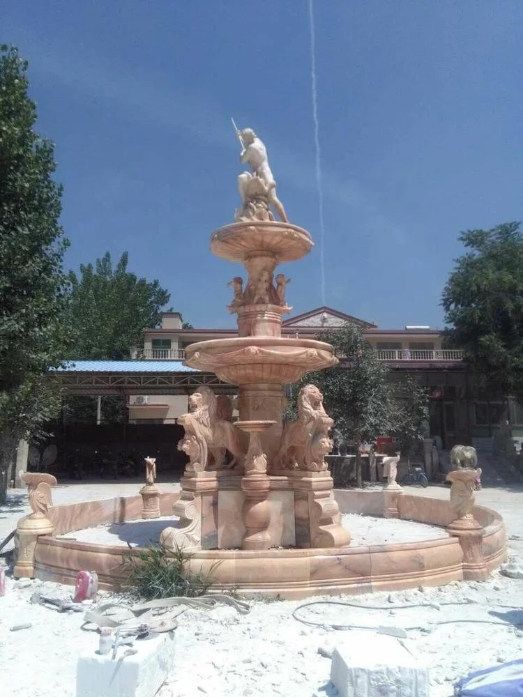 Customized Service lions and Lion Head Bowls Stone Fountain For Sale