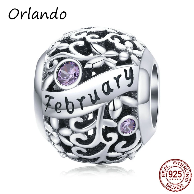 925 sterling silver charm twelve birthstone beads for bracelet DIY Women Jewelry