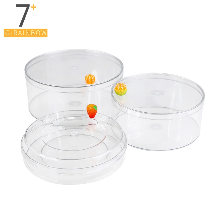 High Quality Pellucid Plastic Box Round Packaging Food Container Biscuit Cookie  Storage Box with Clear Lid