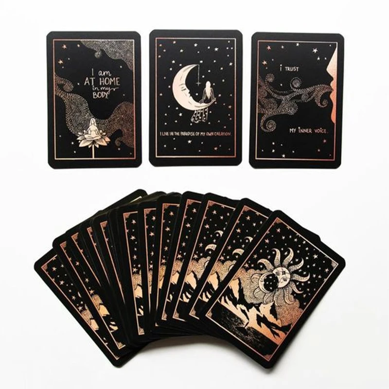 Печатные золотые позолоченные края Tarot En Espanol, карты с принтом «Оракул», позитивная надпись, палуба Таро на заказ с руководством