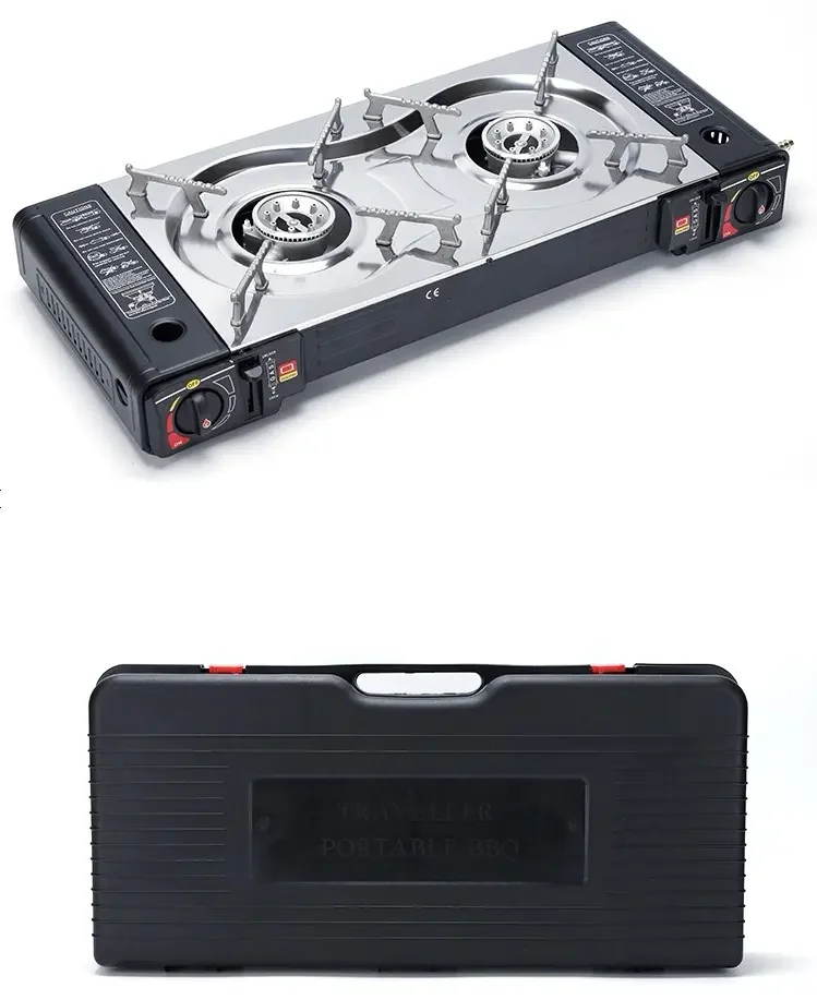 Gas Cooktops 2 Burner Camping Stove double Burner Gas Stove household outdoor camping furnace gas move firewood kitchen stove