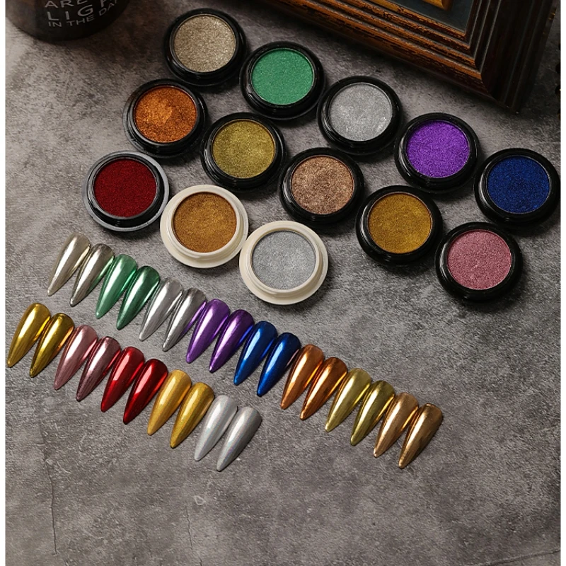 likeit 12 Colors 2023 Professional Nail Art Salon Chrome Mirror Nails Pigment Powder Magic Metallic Mirror Chrome Nail Powder