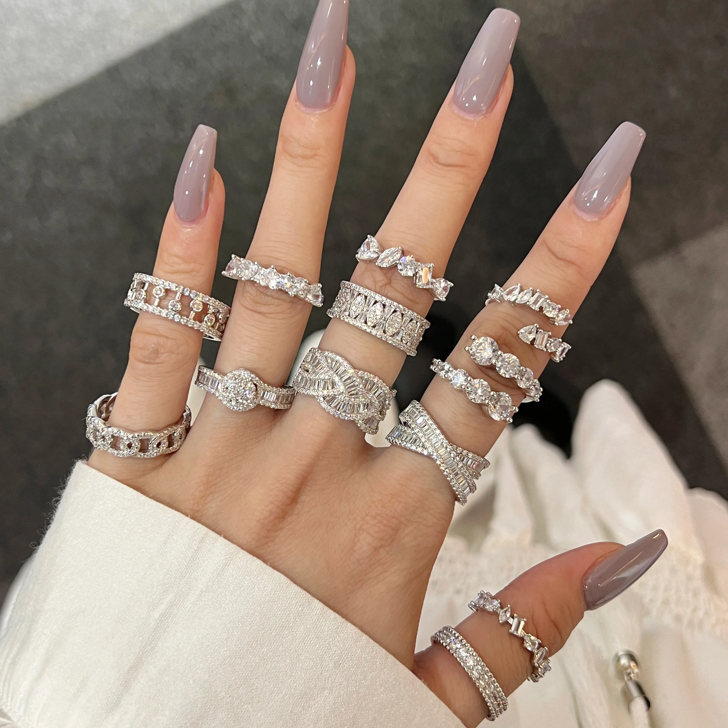 Dylam Trendy Fine Jewelry 925 Sterling Silver Cz Cubic Zirconia Diamond Rings  Pink Sapphire Engagement Wedding Rings For Women