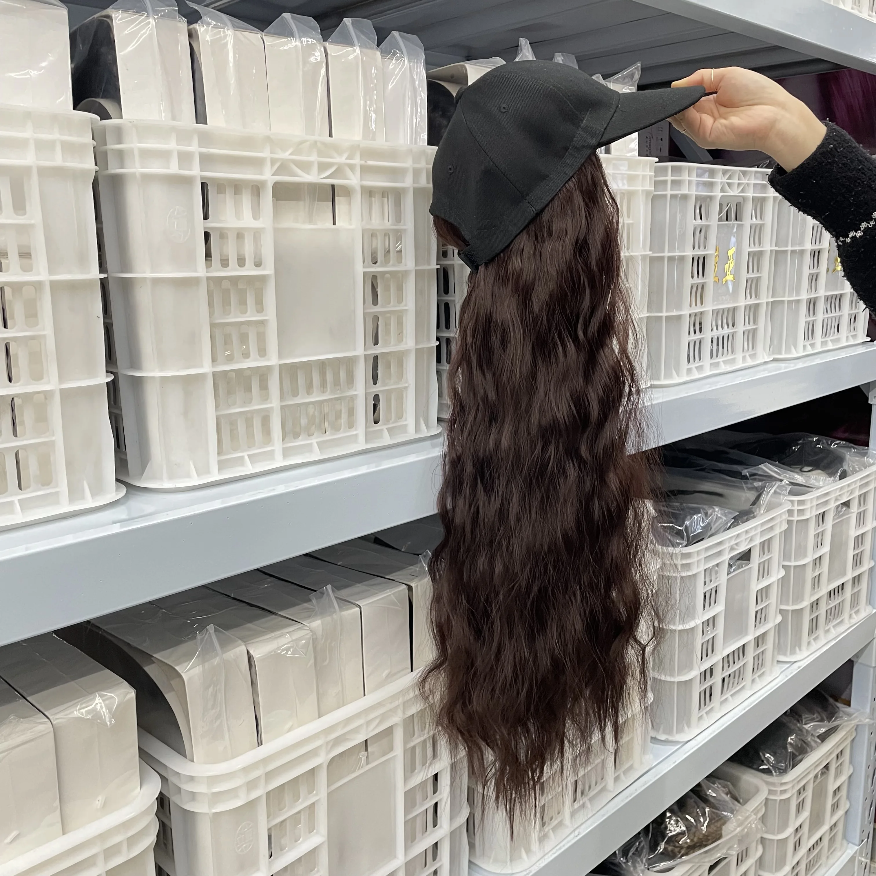 Vivian hair Fashionable Baseball Hat Long Human Hair Wigs