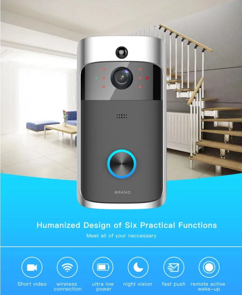 Made in China Doorbell Camera Wireless Ring Video Smart Phone Call Visual Recording Monitor Intercom Door Bell
