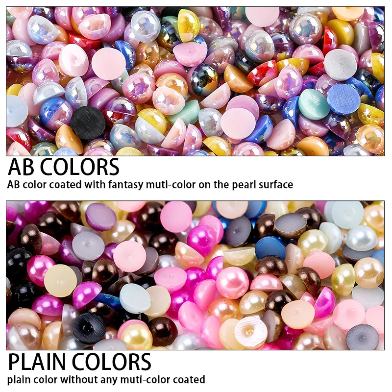 Yantuo Bead Pearls Colors Matte Flat Back Pearl Loose Wholesale Half Round AB Coating 14mm/500pcs Eco-friendly Plastic 2 Bags