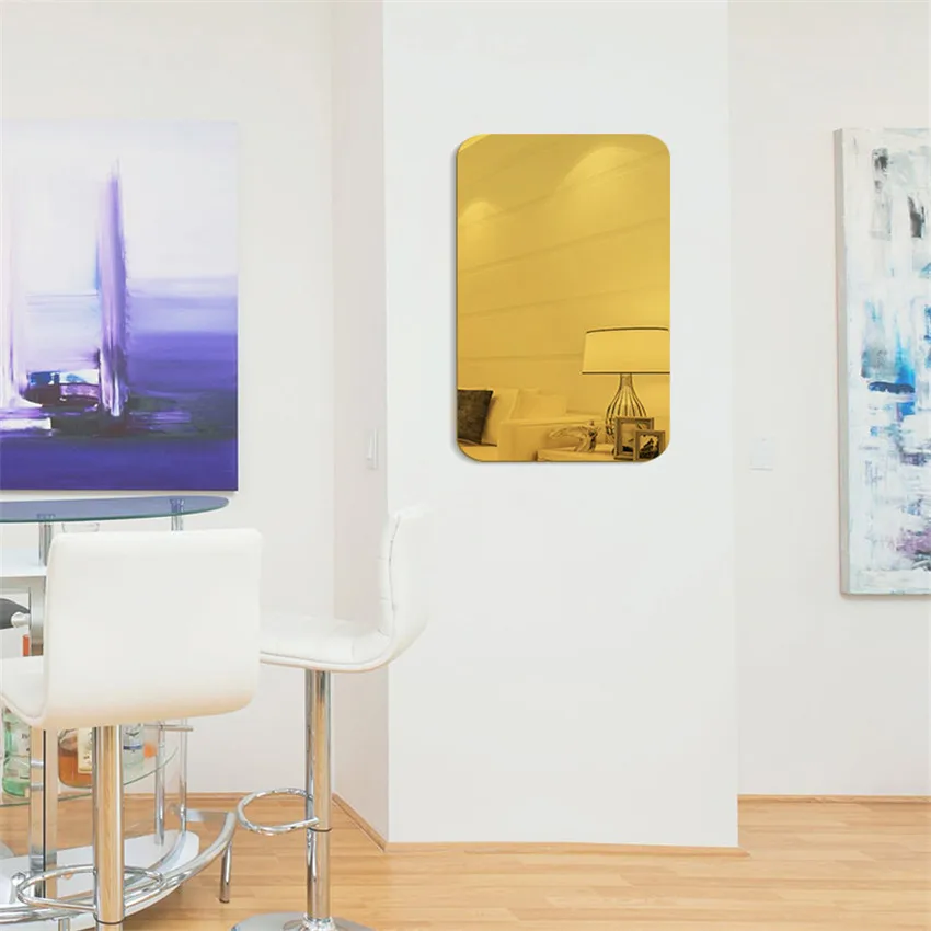 TOPMEILI Oval rectangular acrylic bathroom mirror sticker living room bedroom home decoration wall mirror sticker