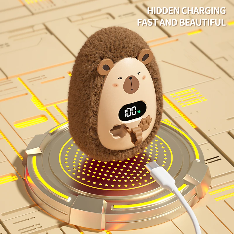 Winter Gift Digital Display Thermostatic Reusable Hand Warmers Heating Electric Cute Fluffy Comfortable Pocket Hand Warmer