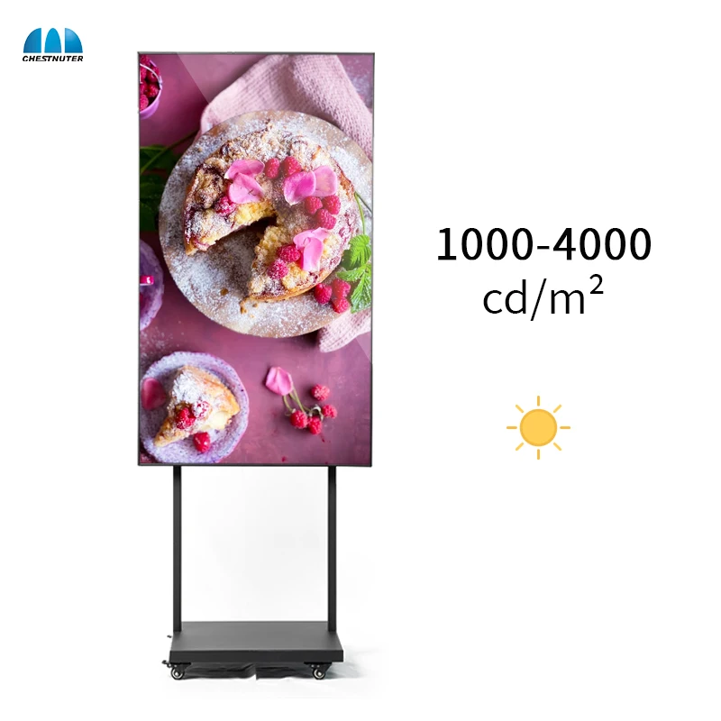 High brightness 43/49/55 inch ultra thin shop window display digital advertising window hanging fashion store lcd display