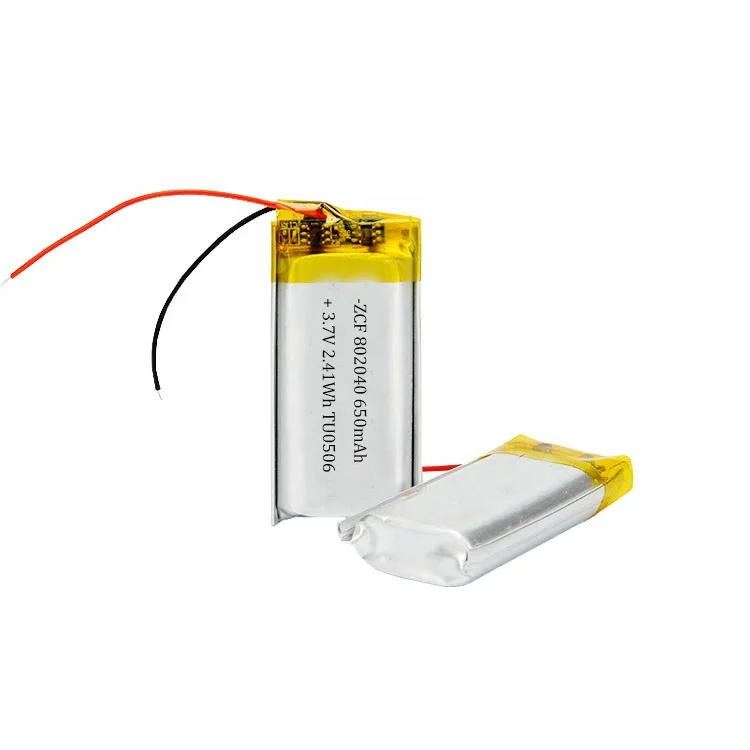 802040 3.7V/3.8V/3.85V 650mAh Lithium Polymer Battery Cell Pack KC Certified for Smart Watch