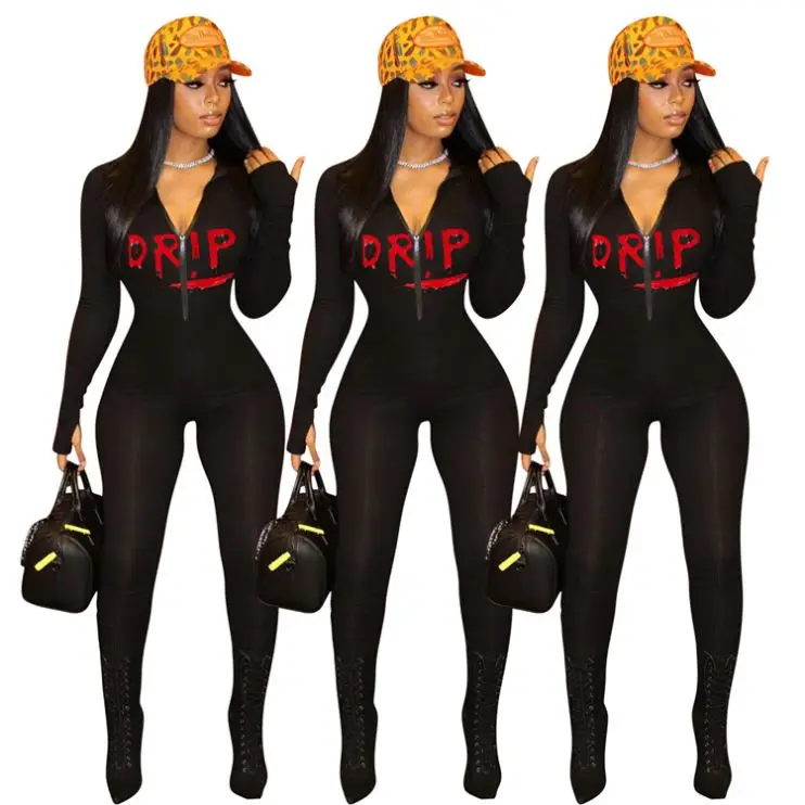 Good Style Zipper Stretchy Cool Trendy Woman Fashion Clothing 2020 Women One Piece Jumpsuits And Rompers