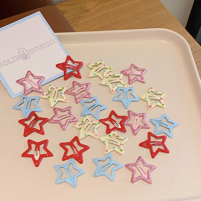 6pcs Set Kids Girls Fancy Cute Bling Shinning Hair Organizer Hair Clips Handmade Mini Star Hair Accessories