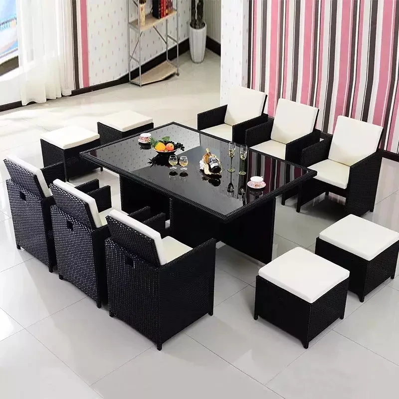 New Design Modern outside garden Patio rattan dining sets Casual Outdoor Furniture