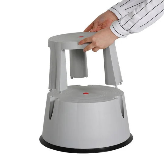TWINCO High Quality Plastic 2-layer Round Rolling  kick Step Stool With Wheels Step Stool