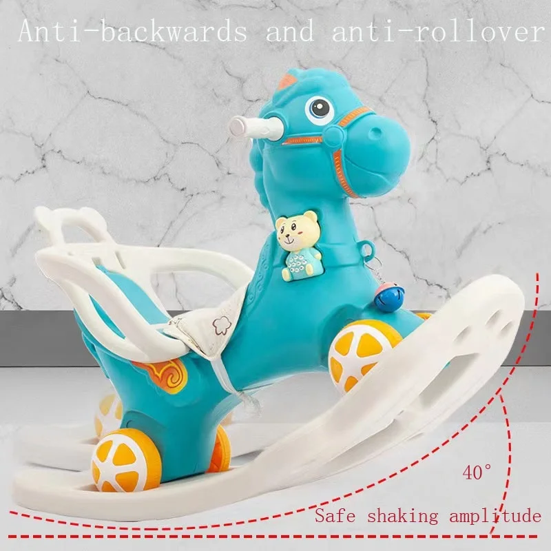 new modal multi-functional early education animal toy plastic musical rocking horse slide car 2 in 1 with push handle for kids