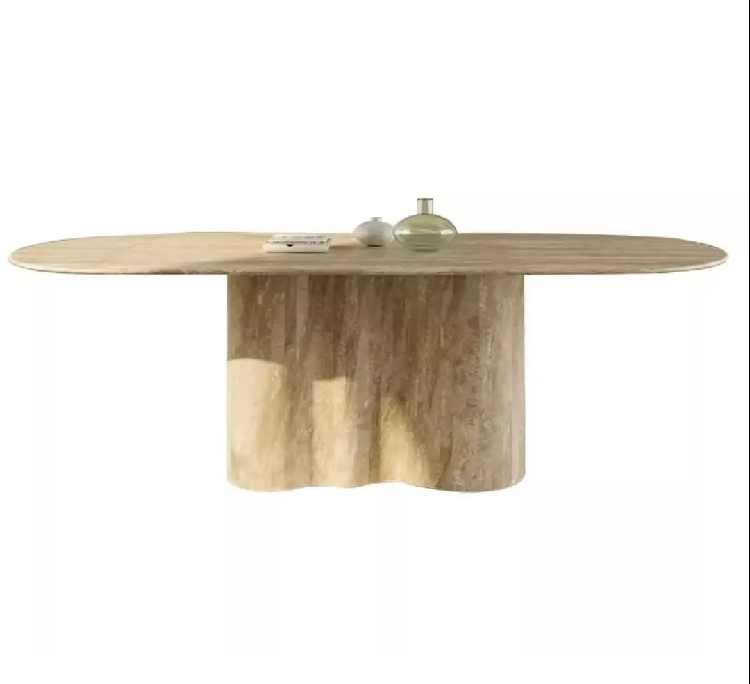 Northern Europe natural cave stone table rectangular light luxury living room modern simple marble negotiating table