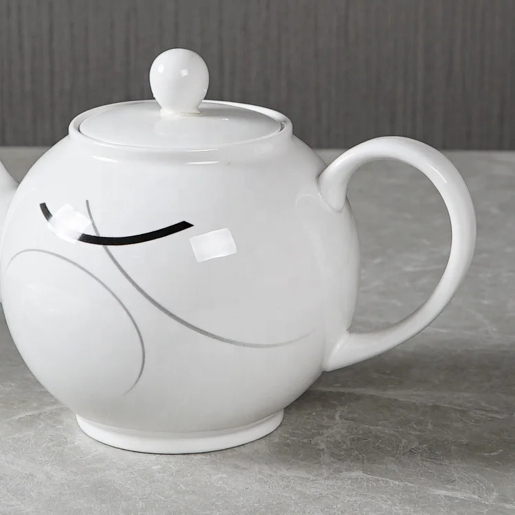 Customized Ceramic Kettle And Teapot Simple and Elegant 1200 ml White Ceramic Teapot Coffee Pot