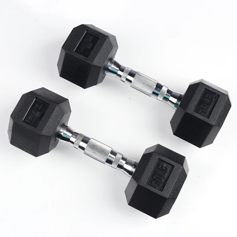 Factory Direct Wholesale Rubber Hex Dumbbells Rubber Dumbells Set REACH Approved for Cross Training and Weight Training