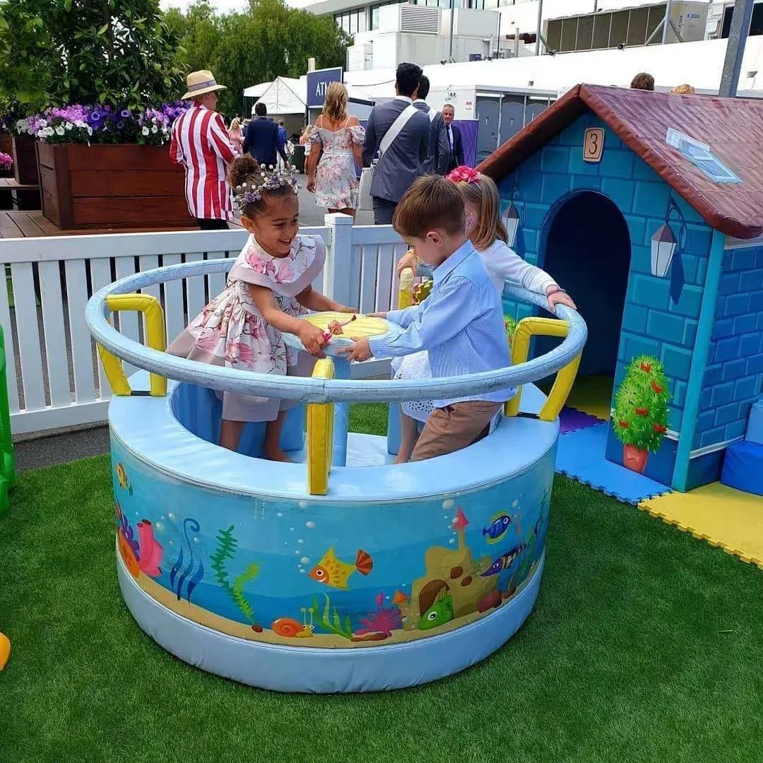 Kids electrical merry go round soft play spin seat spin ride cup