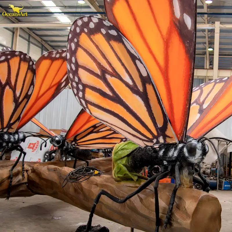 Customize large size animatronic insect butterfly model for amusement park