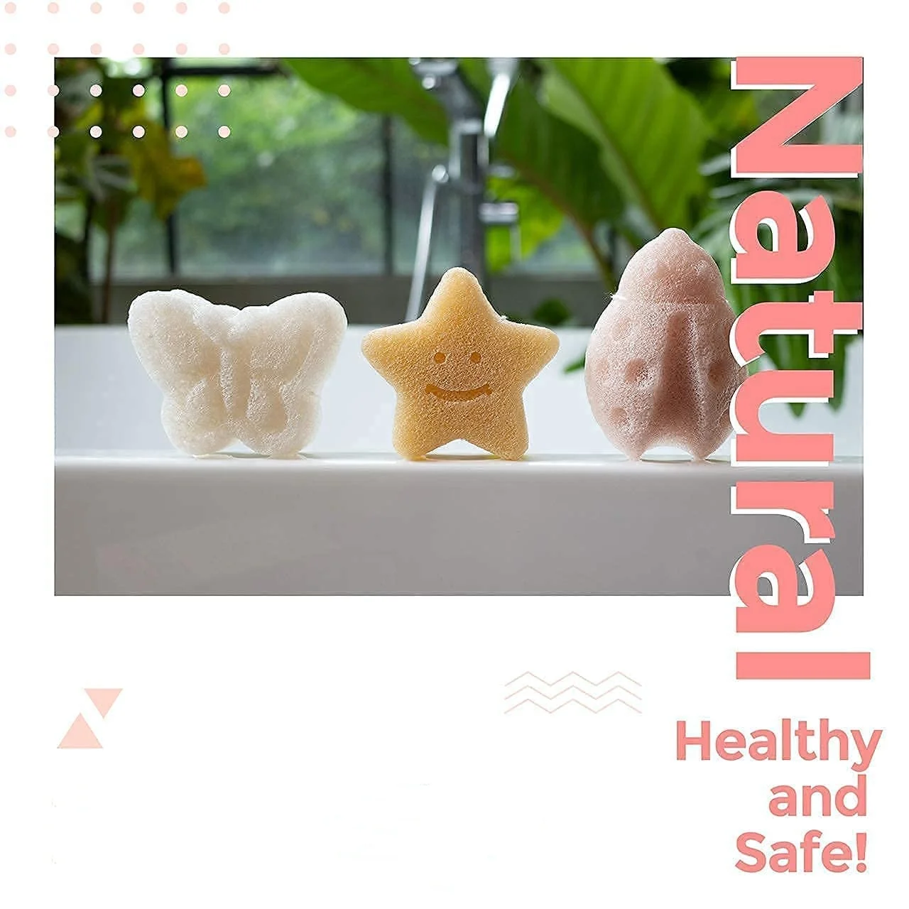 Wholesale 100% Natural and Safe Organic Plant-Based Ladybird Cute Face Puff Bath Sponge Konjac Baby Sponge For Infants Toddler