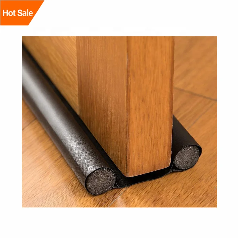 Single side Windproof Durable Black Leather Door Bottom Sealing Strip Under Door Draft Stopper
