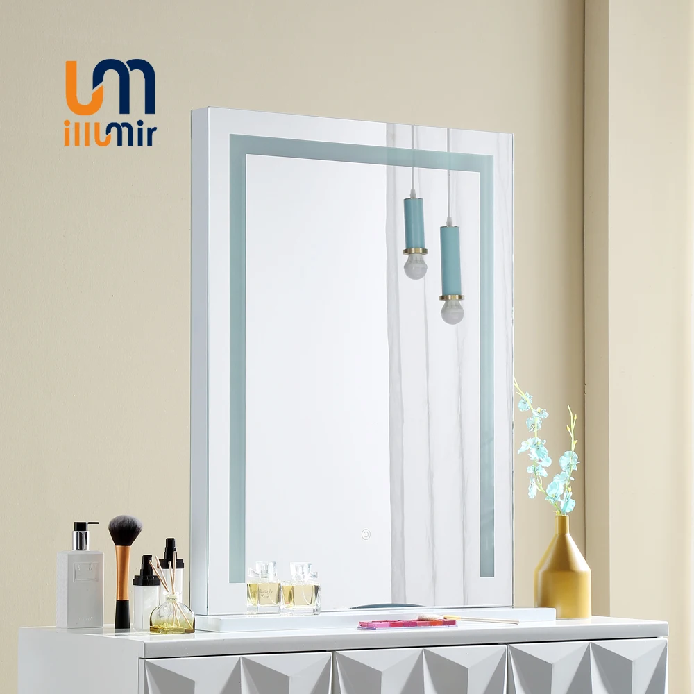 Double Side Mirror For Salon Barber Shop Table Led Dressing Lighted Make Up Mirror