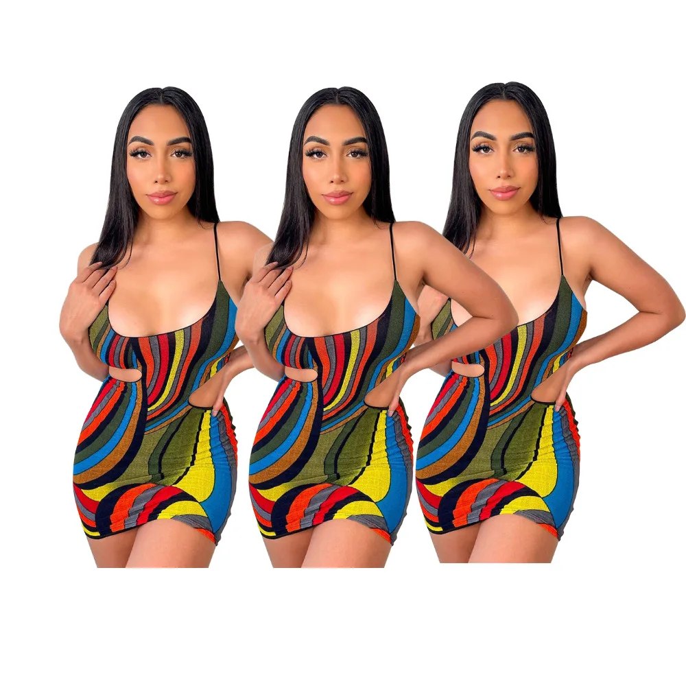 One-shoulder dress with ripped sling