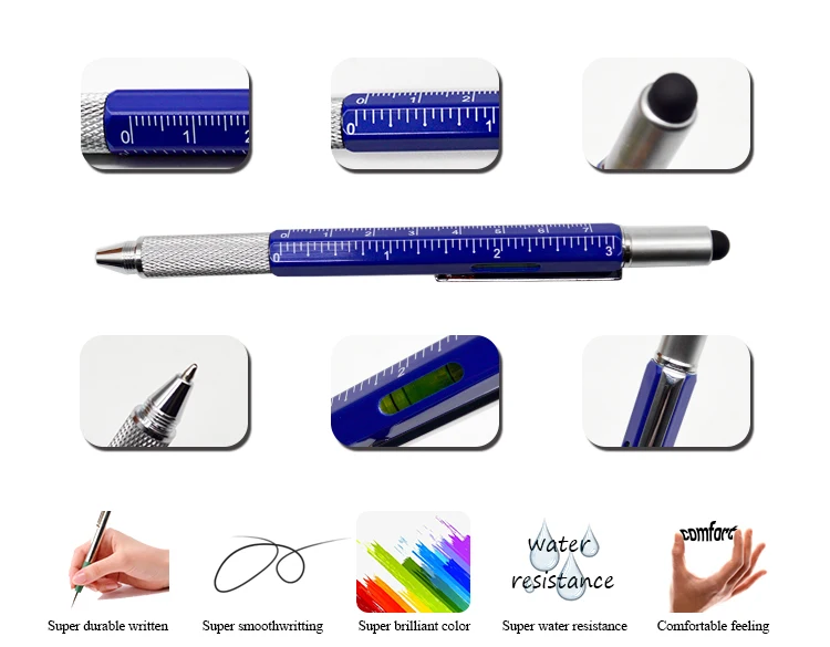 Multifunctional Tool Metal Screwdriver Ballpoint Pen 6 In 1 Multi Tool Pen