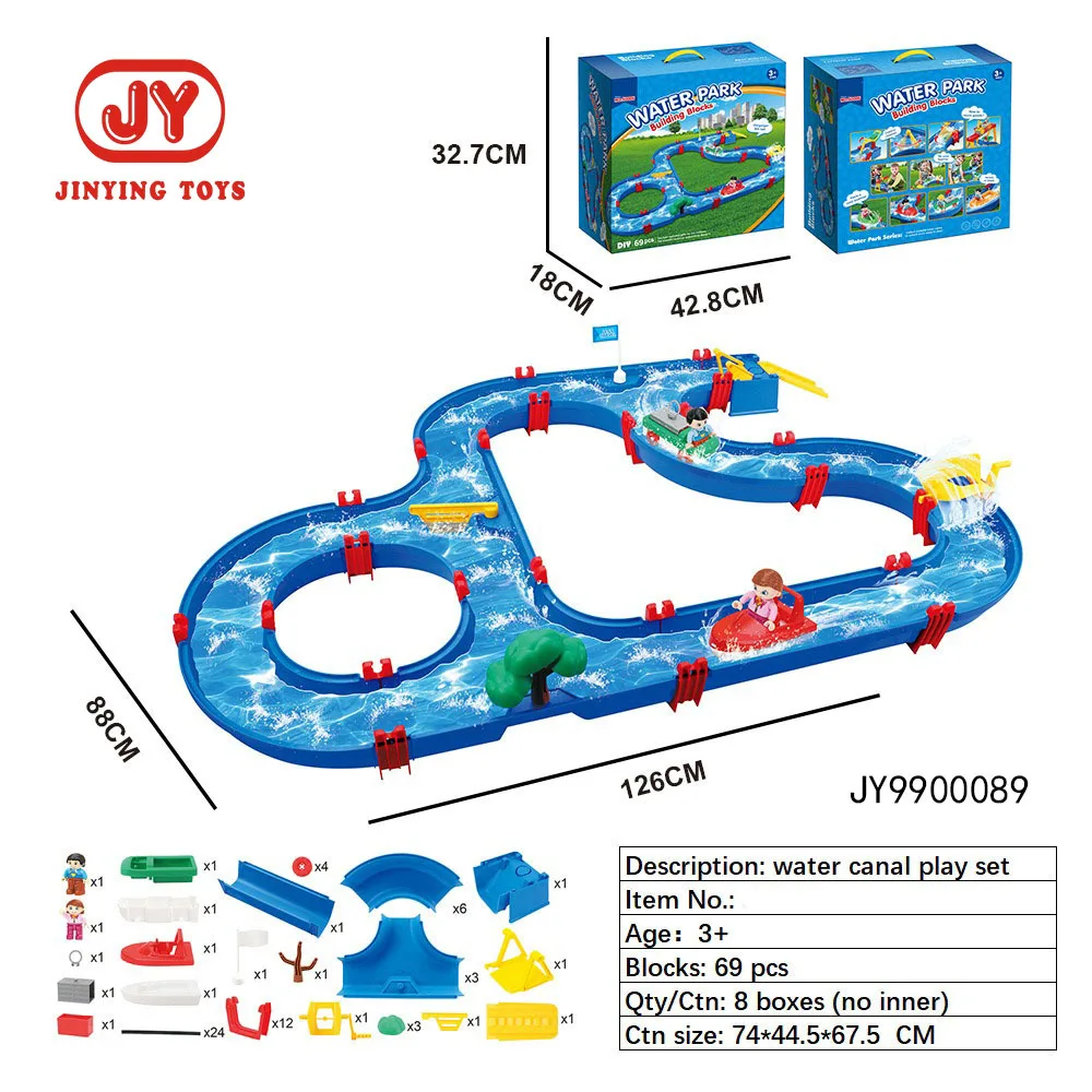 Kids Educational Toys 39 PCS Water Park Toys Beach Construction Track Building Blocks Toys for Child