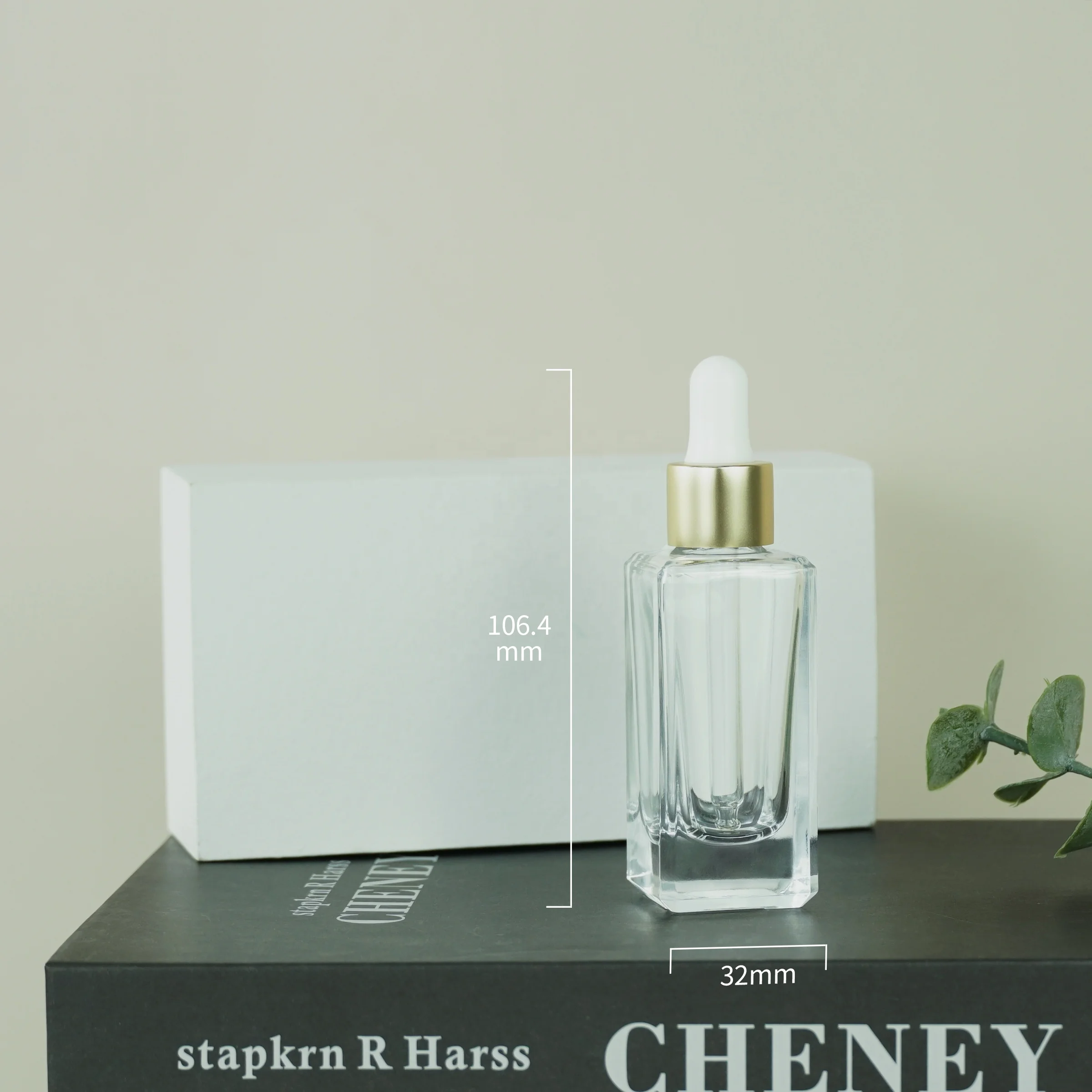 1oz  30ml square glass bottle with dropper  for essential oil products, serum, PCR pumps available