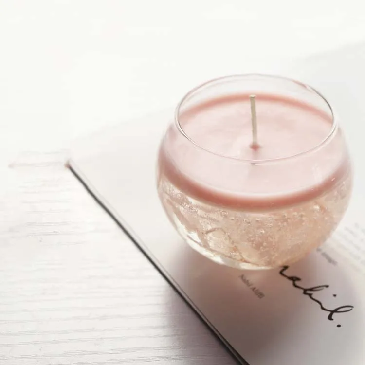 
Promo 5.5*5.5cm Transparent Clear Glass Round Gel Wax Icecream Luxury Gift Set Scented Candles with Packaging 