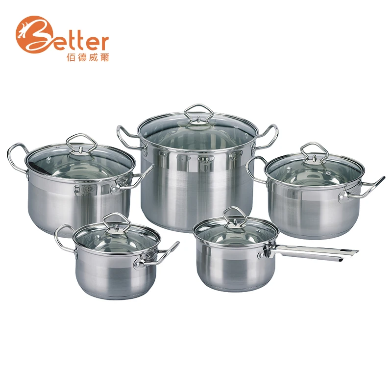 Best Selling 8Pcs German Stainless Steel Cookware Set Pot with Cast Iron Handle