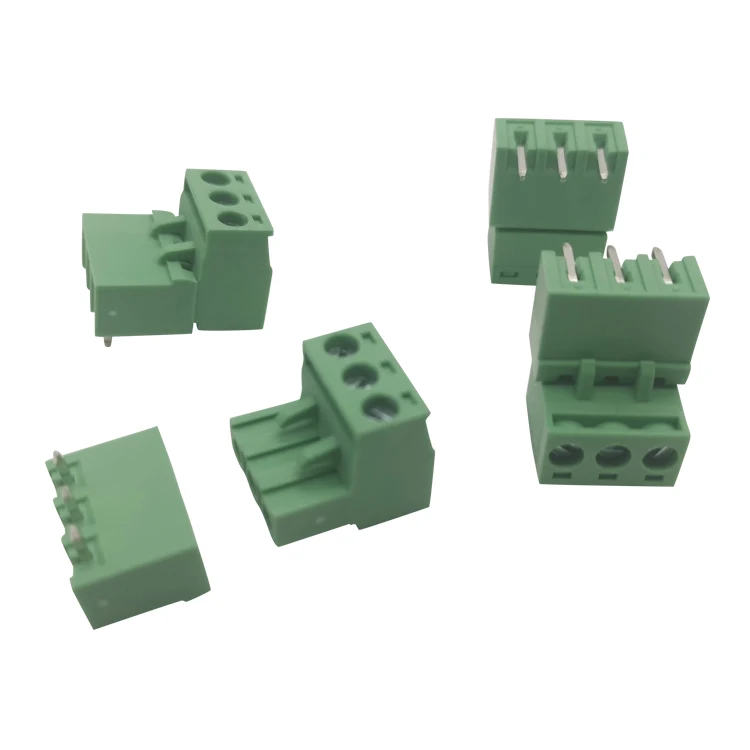 3 pole  5.08 mm pitch wires screw block terminal connector Right pin header   pcb male and female PLC terminal block
